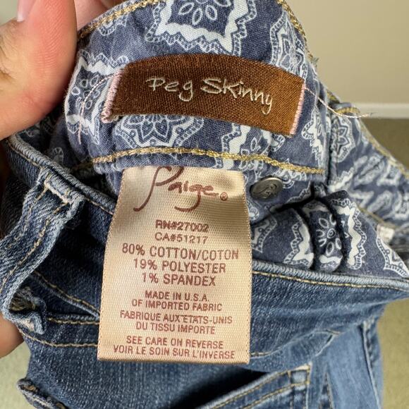 Paige PEG Skinny Denim Blue Jeans US Women's 29 - Picture 4 of 6